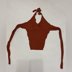 Burnt Orange Halter Crop Top